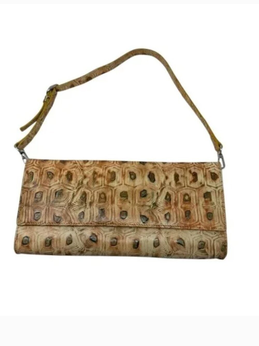 LODIS leather convertible clutch shoulder handbag turtle tortoise shell print